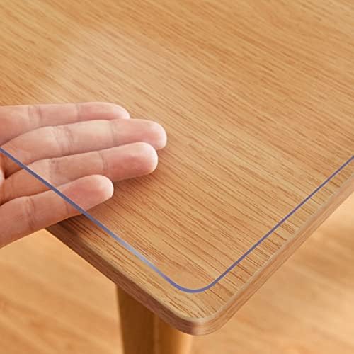 VeeCano 46X120 Inch Clear Plastic Table Cover Protector Pad Transparent Plastic Tablecloth Vinyl Table Pad Office Writing Desk Pad Waterproof Kitchen Dining Room Coffee End Table Top Protector Roll