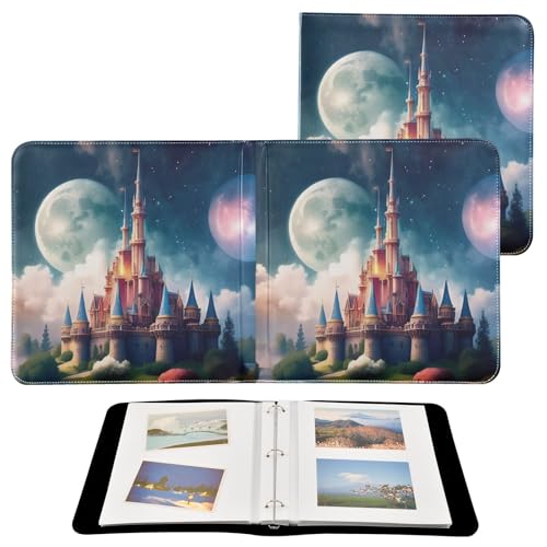 Álbum de fotos adhesivo bricolaje Scrapbook Álbum belleza luna castillo anillado 3 anillos libro de fotos 40 páginas 8x10 para memoria miniatura 2