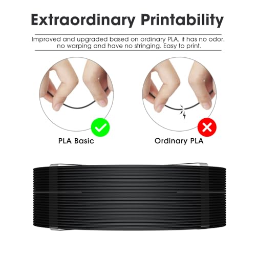 Image of eSUN PLA Basic Refilament 1.75mm, 3D Printer Refill High Speed PLA for Fast Printing, 1KG Spoolless 3D Printing Filament for High Speed 3D Printers, Black