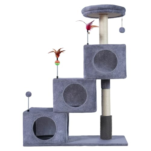 Torre para gatos interior con 3 casas y rascadores miniatura 1