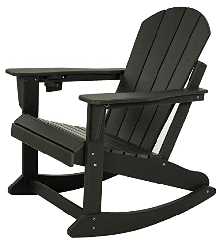 Naocca Adirondack Outdoor Patio Rocker Rocking Chair, Large, Black #TOP1