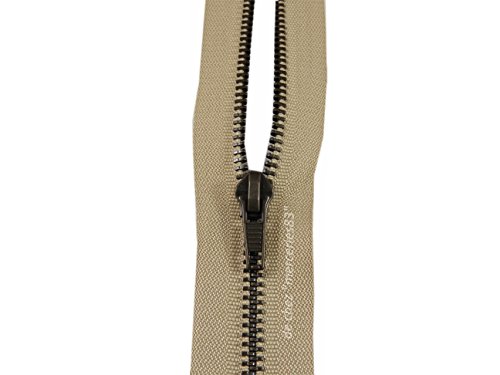 ILC MERCERIE PARADIS Fermeture Éclair Ouvrable Métallique Noir et Plusieurs Couleurs au Choix Maille Laiton (de 50 à 80 cm) (Beige, 60 cm)