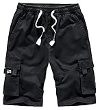 Vcansion Women's Casual Cotton Loose Fit Multi-Pockets Cargo Bermuda Shorts Black US 16-18