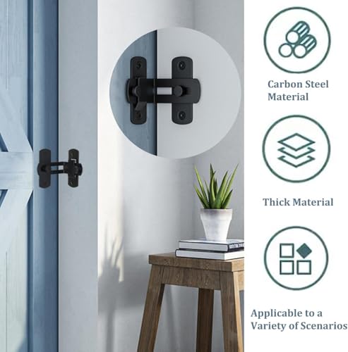 Image of DRUCILA 90 Degree Flip Barn Door Lock,Protect Privacy-Security Gate Latch, Hook Lock Latch for Barn, Sliding Door Antique Lock Gate Latches Wine Cabinet Closet Door Latches.(Black Corner Door Lock)