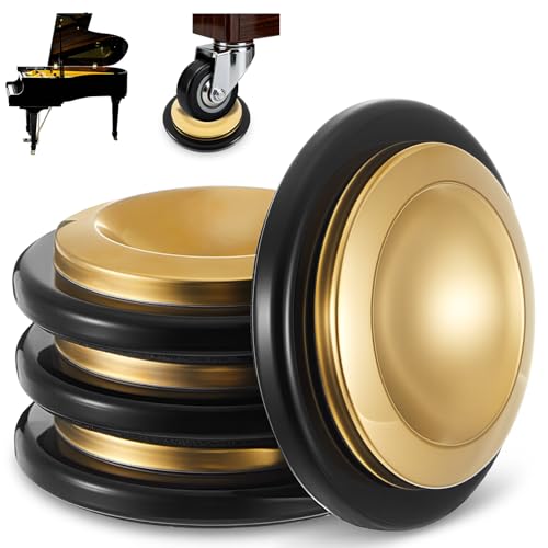 Innconee 4 Pcs Piano Caster Cups Hardwood Floors Grand Piano Floor Protectors Heavy Duty Non-Slip Felt Bottom Leg Pads for Furniture (Single Layer Metal Rubber)