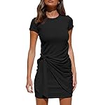 LILLUSORY-Womens-Casual-Short-Sleeve-Wrap-Bodycon-Ruched-Tie-Waist-Summer-Dress