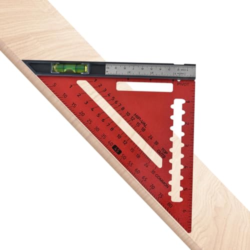 MLqkpwy 垂木四角、大工定規 アルミニウム合金 三角形 正方形 - 頑丈な三角定規分度器、木工ツール フレーミングスクエア、スクライバー