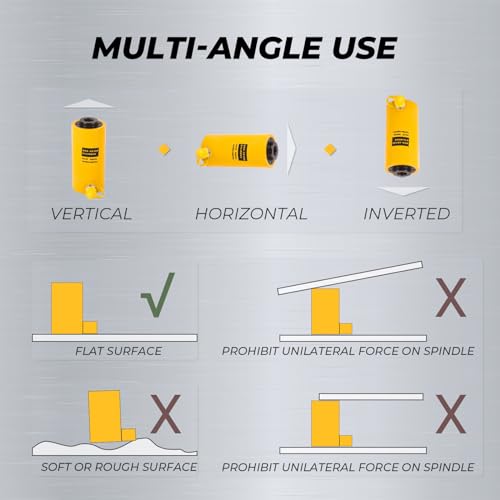 Image of 20T Hollow Hydraulic Cylinder Jack, 4 inch Stroke Single Acting Hydraulic Ram Jack Lifting Cylinder RCH-20100 Heavy Duty Porta Power Jack for Shipbuilding, Machinery, Bridge, Construction