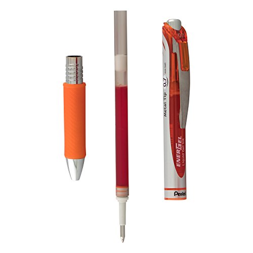 Pentel Energel Rtx Retractable Liquid Gel Pen, Medium Line, Metal Tip, Orange Ink, 2-Pack (Bl77Bp2F) #TOP4