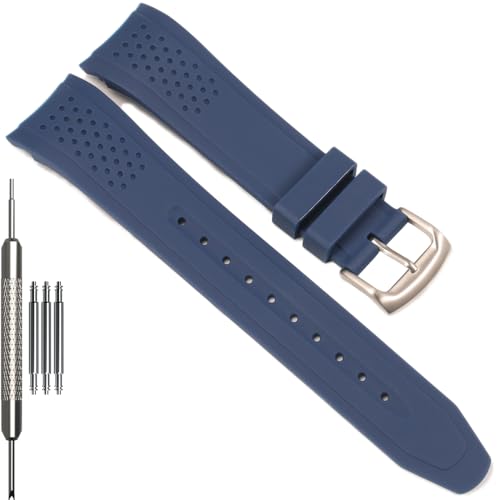 WRISTARMOR 23mm Silicone Watchband Compatible with Citizen Mens Eco-Drive Weekender Sport Strap AW1158-05L AW1150-07E Curved End Replacement Bracelet (Blue band Steel buckle Millimeters 23)