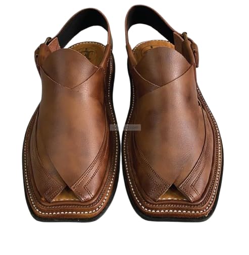 Handmade Leather Kaptaan Peshawari Chappal, Traditional Genuine Leather Sandals, Comfortable Gents Leather Sandals
