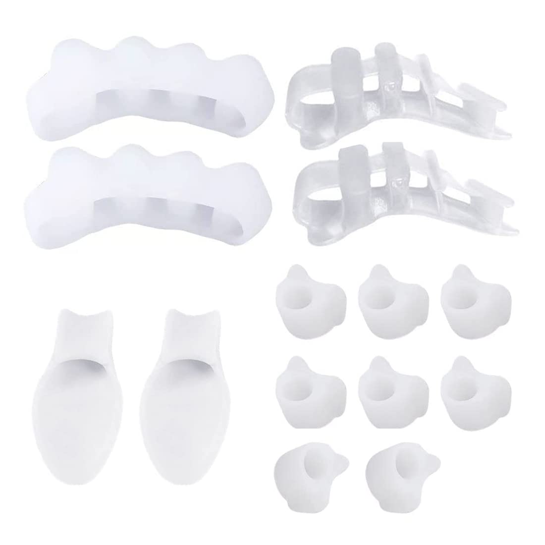 LEEQ Separador Dedos Pie silicona Gel - 11Pcs Separador Dedos Correctos Restaurar Dedos Pie, Tratamiento Juanetes y Superposición Corrección Para Pies Un tamaño Para todos