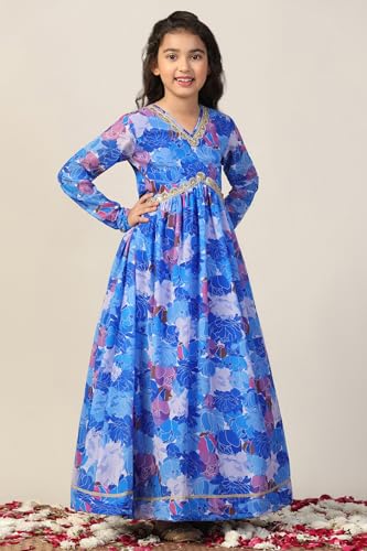 Image of Fashion Dream Girls Floral Georgette Fit & Flare Ethnic Dress|Birthday Maxi for Kids