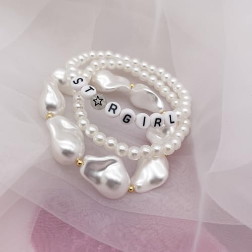 Image of 3 Pcs Star Charm Bracelet Set White Beads Stretch Bracelets Friendship Birthday Party Y2K Jewelry Gifts for Best Friends Bff