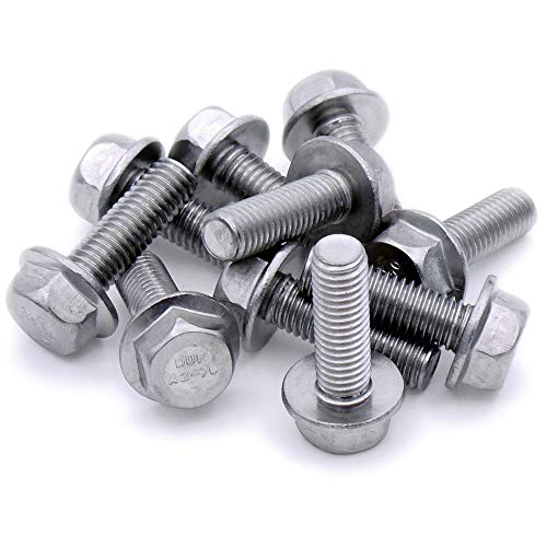 M8 (8mm x 25mm) Flanged Hex Bolt (Fully Threaded Setscrew) - Stainless Steel (A2) (Pack of 10)