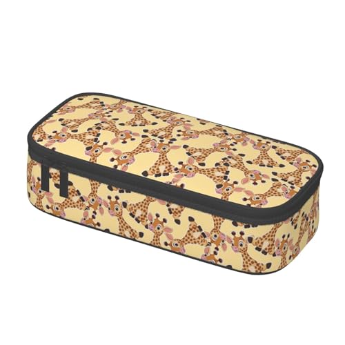 Image of Cute Baby Giraffe Large Pencil Case With Zipper Compartments Stationery Pencil Bag For Kids Teens Students School Supplies