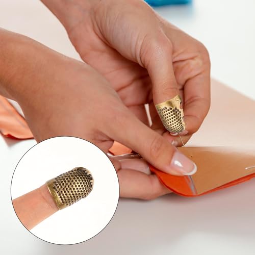 ZEYIYER 5 PCS Sewing Thimbles, Metal Thimbles for Hand Sewing, Thumb Thimble Finger Thimble Knitting Thimble, Adjustable Sewing Finger Protector Thimble Ring DIY Sewing Tools Needlework Accessories - Thumbnail 5