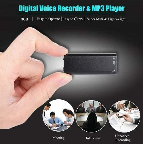 Image of DDLC Mini Small Spy Voice Audio Recorder 8GB Storage Capacity up to 96 Hours Recording | Date & Time Stamp | Easy to Use | Crystal Clear Digital Recording Mp3 Player