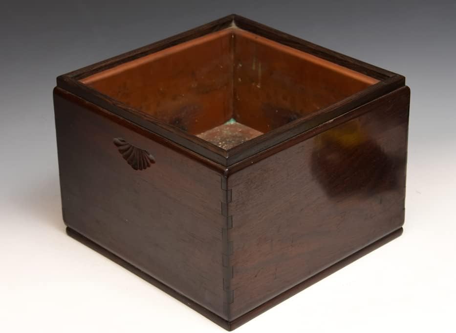 時代火道具 時代 唐木 木製四方火鉢 紫檀瓶掛 銅おとし付き 木製漆器