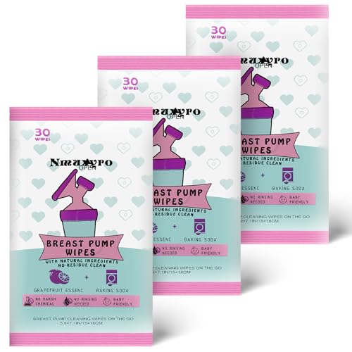 Image of Breast Pump Wipes Quick Clean, Natural Pump Parts Cleaning On The Go, Resealable Manual Pacifier Wipe Breastfeeding Supplies, 30 Count (Pack of 3)