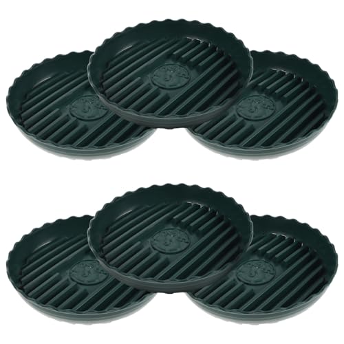 VALICLUD 6 Platillos Redondos de Resina para Macetas Verdes Drenaje Grueso y Fácil Mantenimiento para Plantas de Interior y Jardinería