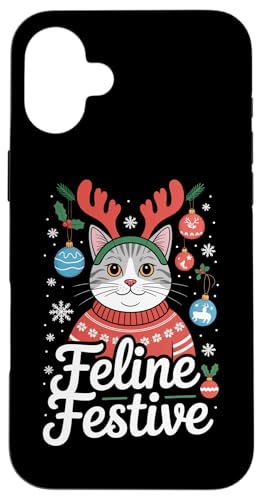 Feline Festive L NX}X giJC 킢 EB^[ zf[ p[eB[ X}zP[X iPhone 16 Plus p