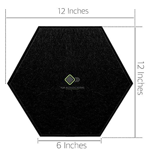 Image of YGM Acoustic Foams Professional Hexagon Acoustic Foam Panels, Absorption Panel, 12 X 12 X 1 inch High Density Edge Wall Tiles for Acoustic Treatment (Black, Set of 10)