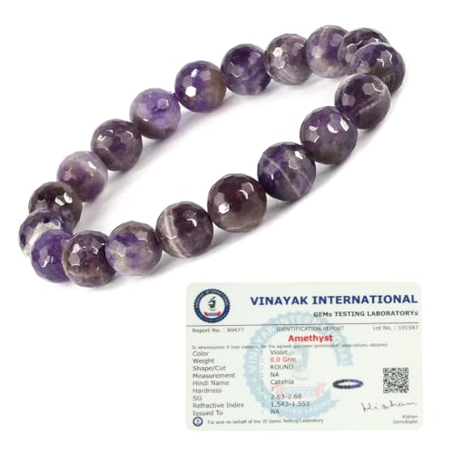 Image of Reiki Crystal Products Certified Natural Crystal Stone Diamond Cut /Faceted 10 mm Beads Bracelet for Men & Women | Reiki Charged Gemstone Jewellery | Multiple Stone Variants Available