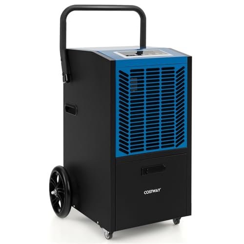 COSTWAY Commercial Dehumidifier, 4500 Sq.Ft Crawl Space Dehumidifier with Pump & Drain Hose, 24H Timer & 4 Wheels
