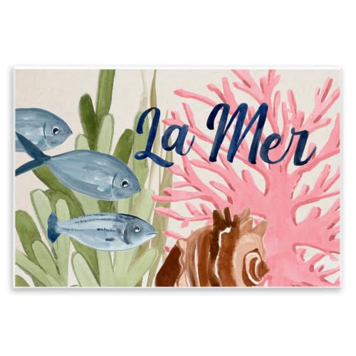 Stupell Industries La Mer Fish Shallow Sea Shell Coral Algae, Design by Annie Warren, 15 x 10