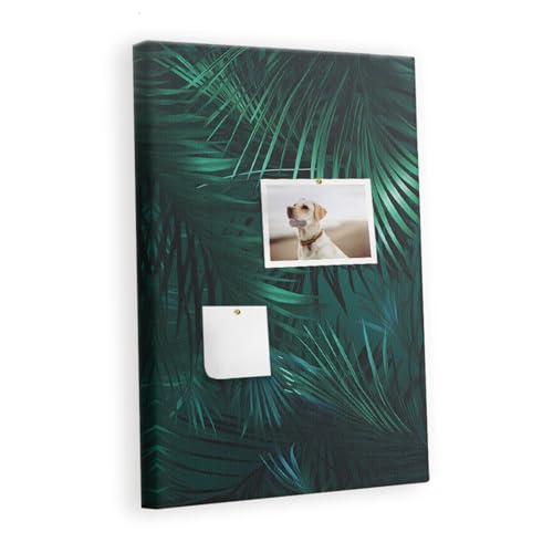 Panneau liège horizontal 40x60 en bois avec motif feuilles de palmier tropicales pour bureau