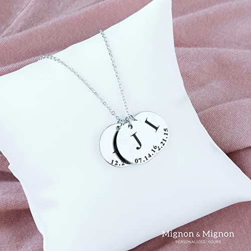 Mignonandmignon Personalized Initial Disc Necklace New Mom Gift For Mothers Day Gold Necklaces For Women Mother'S Day Gift For Her Gifts From Daughter thumb #3