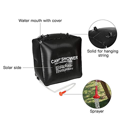 Bolsa de ducha solar de 10 galones 40 L, bolsa de ducha portátil con calentamiento solar para camping, senderismo, escalada y viaje al aire libre miniatura 4