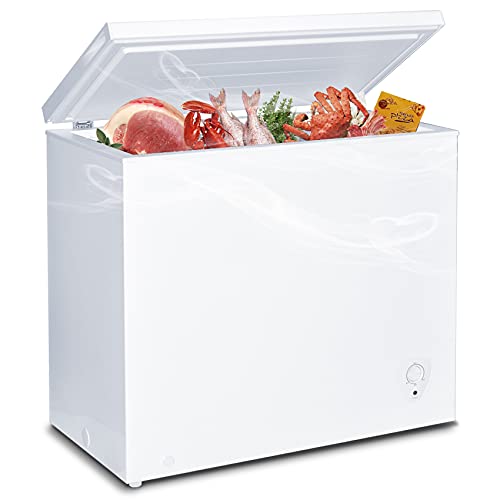 SMETA 7 cubic feet Chest Freezer, Deep Freezer Thermostat Control, Large Freezer Chest with Removable Baskets, Quite Compact Garage Freezer, Small Freezers for Apartments in White
