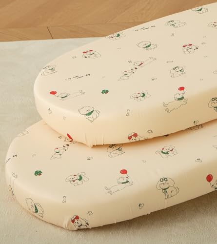 SDY Dog Bassinet Sheets Boys Girls,Fit for Rectangle, Round, Oval, Hourglass Mattress, Flexible for Different Bassinet Pad/Mattress 2 Pack 32 * 16 * 4...