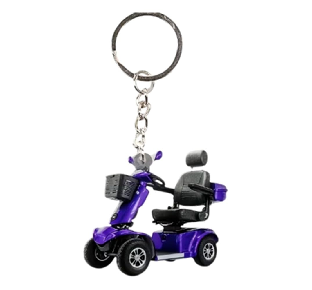 CMJ™ Flat Acrylic Keyring, Purple, Mobility Scooter Design, Benidorm Theme, Gift Keychain