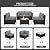 WAROOM Outdoor 5 Piece Patio Furniture Set, Black Rattan Conversation Couch Resin Wicker Sectional Sofa Outside Chair with Coffee Table, Grey Cushion