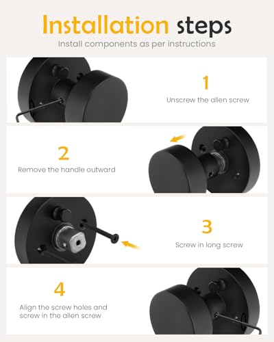 Image of Goldenwarm Black Door Knobs with Deadbolt, Zinc Alloy Exterior Front Door Knobs and Single Cylinder Deadbolt, Matte Black Front Door Locks Set (2 Pack)