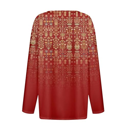 ZEFOTIM Long Sleeve Tops for Women 2024 Fall Loose Fit Trending Geometric V Neck Button Down Tops Trends Fashion Soft Shirt4