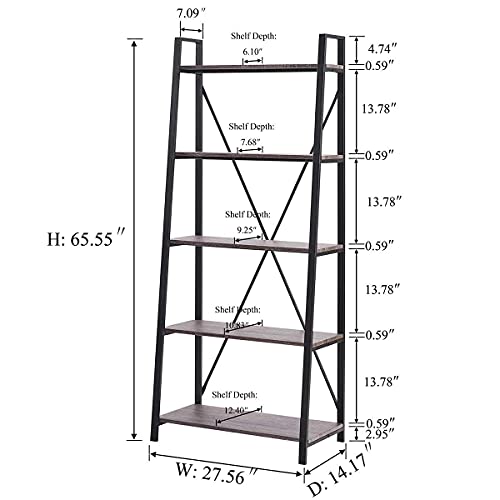 5-Tier-Ladder-Shelf-Industrial-Leaning-Bookcase-Wood-and-Metal-Ladder-Bookshelf-for-Living-Room-Bedroom-Kitchen-Home-Office-Grey-Oak