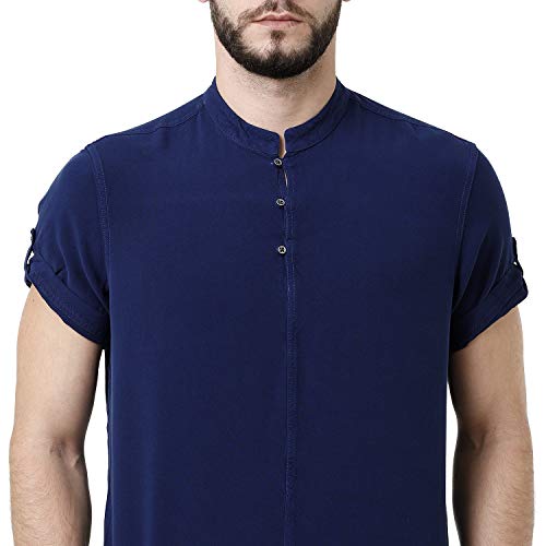Image of Identiti Short Sleeves Solid Slim Fit 100% Viscose Casual Shirt /Kurta for Men