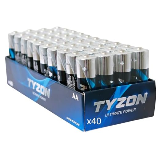 Tyzon Pilas AA Alcalinas 1,5 V, Pack de 40 – Duraderas y Potentes AA Batteries, Ideales para Aparatos Domésticos y Electrónicos
