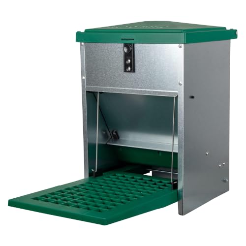 horizont Futterautomat Hühner Feedomatic mit Trittplatte 5kg verzinkt Futterautomat für Hühner ideales Hühnerzubehör rattensicher Futterspender