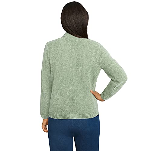 Alfred Dunner Women's Chenille Cardigan Sweater, Sage, XL - Image 3