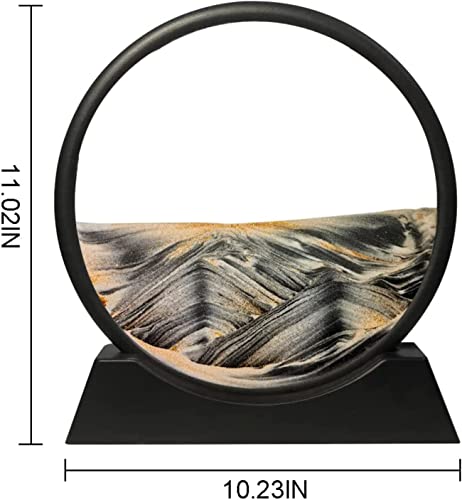 Image of NYRWANA Sand Art, Moving Sand Art,Sand Art Decor Picture Glass Liquid Wall Painting, 3d Deep Sea Sandscape Natural Landscape in Motion Display with Flowing Sand Frame for Home Decor, Diwali Gift Item, (10 inch, Black)