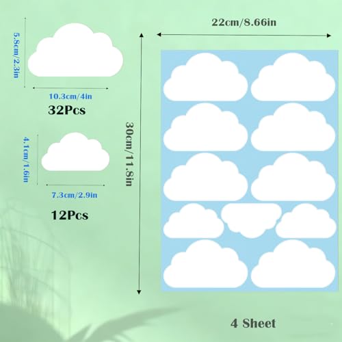 Vinilos adhesivos decorativos de nubes 52 piezas removibles miniatura 2