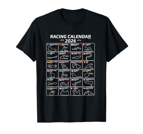 Racing Kalender 2026- Alle 24 Rennen und Strecken der Saison T-Shirt