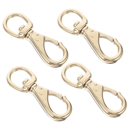 Unomor 4-Pack Brass Swivel Clasp Hooks DIY Keychains Accessories Metal Lobster Claw Hook Lanyard Clips for Bags Keys