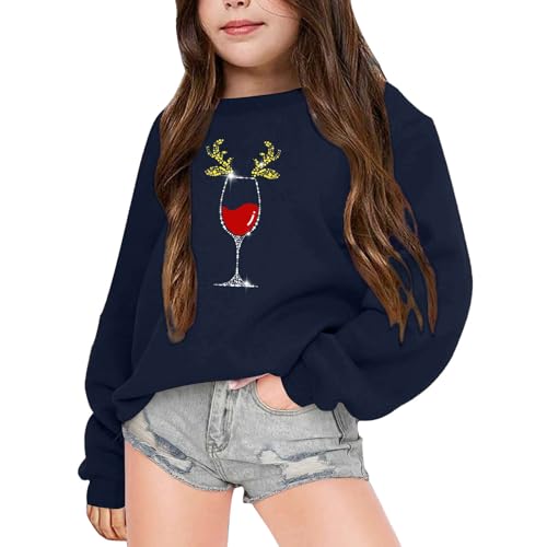 Girls Fall and Winter Christmas Print Casual Round Neck Long Sleeve Sweater Girls Boys Casual Sweatshirt Hoodies3