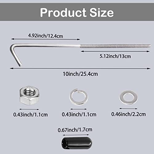 tnisesm 8-inch 304 stainless steel j hook battery hold down bolts